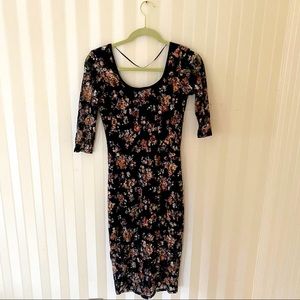 Floral lace black dress